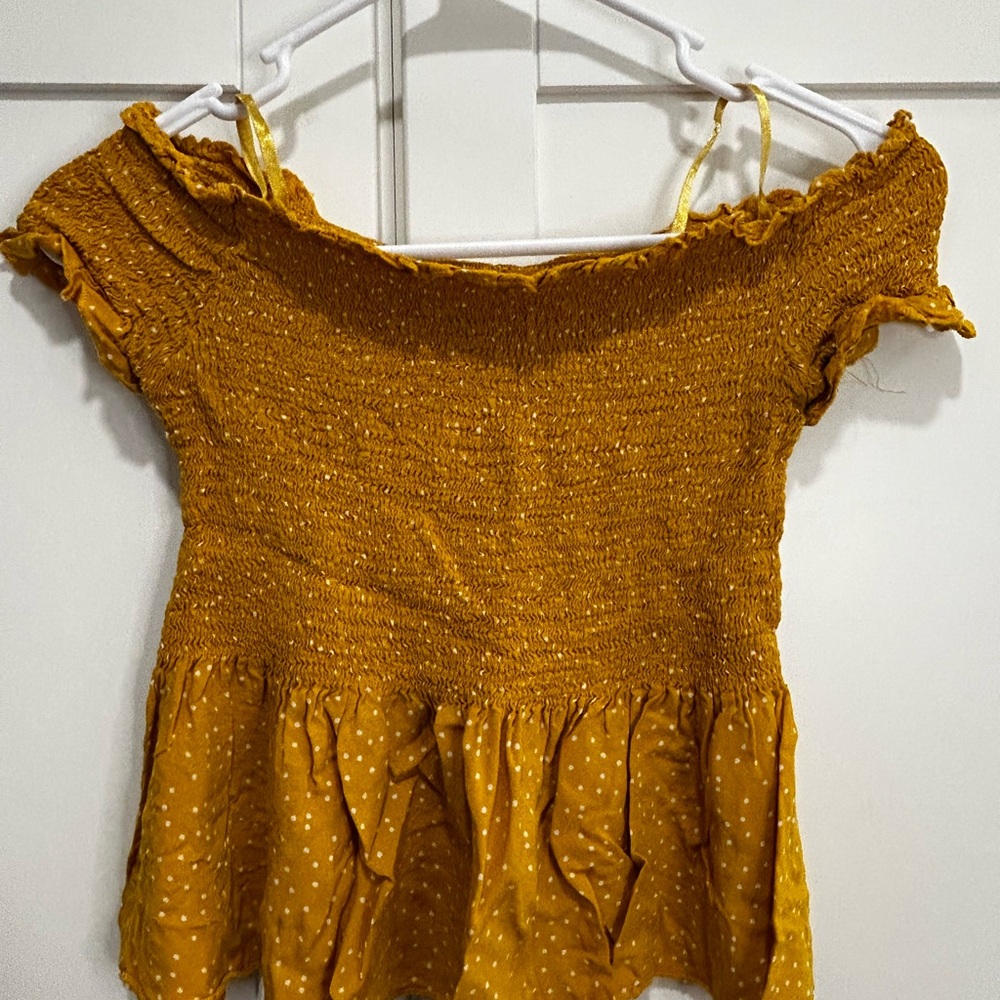 Yellow Off-Shoulder Smocked Top